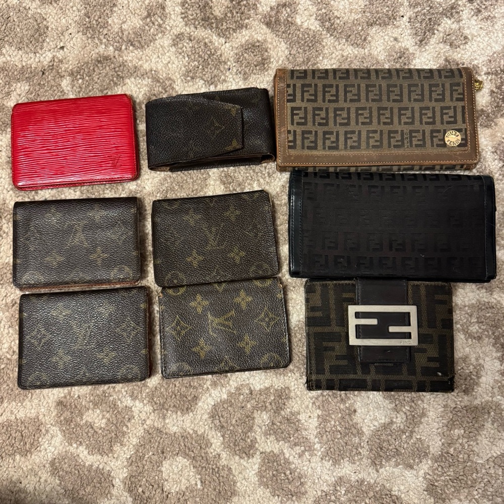 Louis Vuitton and Fendi Wallet Lot 9pcs AS IS